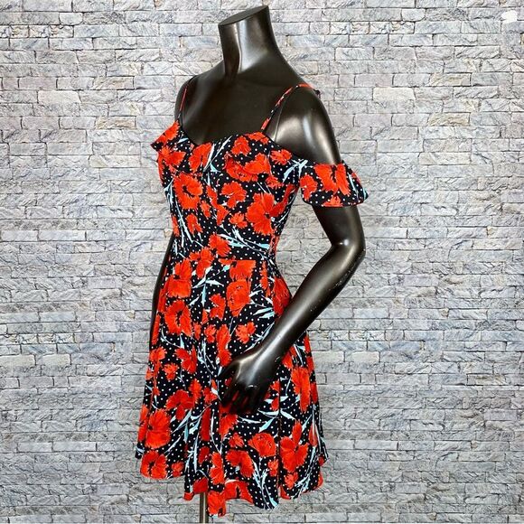 B Darlin Floral A Line Mini Dress Juniors Size 7/8 with Adjustable Straps - Picture 2 of 6